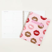 Personalized Chic Pink Leopart Print Lip Pattern プランナー手帳 (ディスプレー)