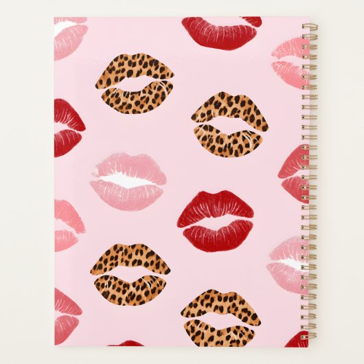 Personalized Chic Pink Leopart Print Lip Pattern プランナー手帳 (裏面)