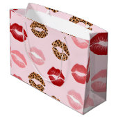 Personalized Chic Pink Leopart Print Lip Pattern ラージペーパーバッグ (裏面アングル)