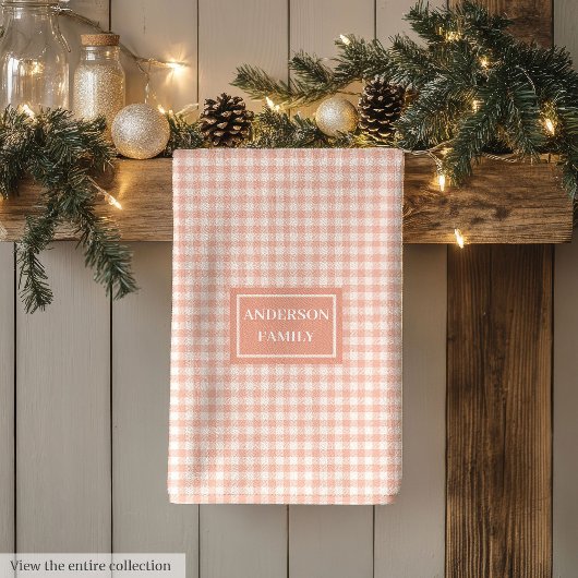 Personalized Chic Towel Pastel Coral Kitchen Decor キッチンタオル