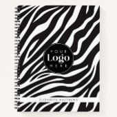 Personalized Chic Zebra Print Custom Company Logo ノートブック (正面)