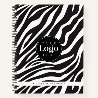 Personalized Chic Zebra Print Custom Company Logo ノートブック