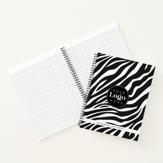 Personalized Chic Zebra Print Custom Company Logo ノートブック (内部)