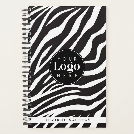 Personalized Chic Zebra Print Custom Company Logo  プランナー手帳 (正面)