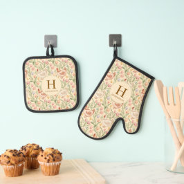 Personalized Chicken Monogram Kitchen Set 鍋つかみ&鍋敷きセット