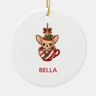 Personalized Chihuahua Christmas Ornament セラミックオーナメント