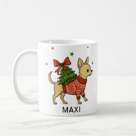 Personalized Chihuahua Christmas Tree Dog コーヒーマグカップ