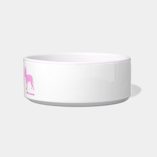 Personalized Chihuahua Pet Bowl  Pink Silhouette  ボウル (右)
