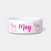 Personalized Chihuahua Pet Bowl  Pink Silhouette  ボウル (正面)