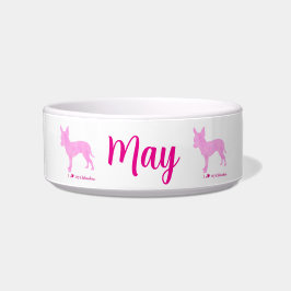 Personalized Chihuahua Pet Bowl Pink Silhouette ボウル