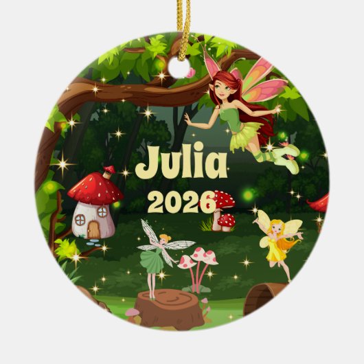 Personalized Child Name Fairy Ornament セラミックオーナメント (正面)
