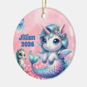 Personalized Child Name Unicorn Ornament セラミックオーナメント (左)