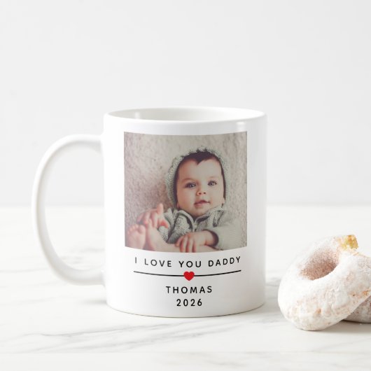 Personalized Child Photo Mug for Dad with Name コーヒーマグカップ (ドーナツ)