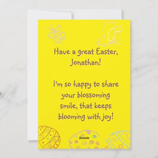Personalized Children's Easter Greeting Card シーズンカード (裏面)