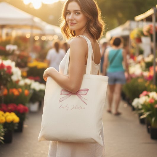 Personalized children's tote bag with bow トートバッグ