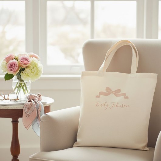 Personalized children's tote bag with bow for kids トートバッグ