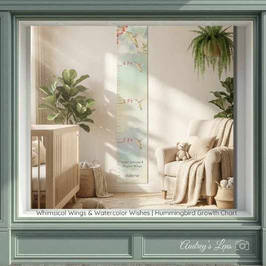 Personalized Child's Growth Chart Whimsical Wings ポスター