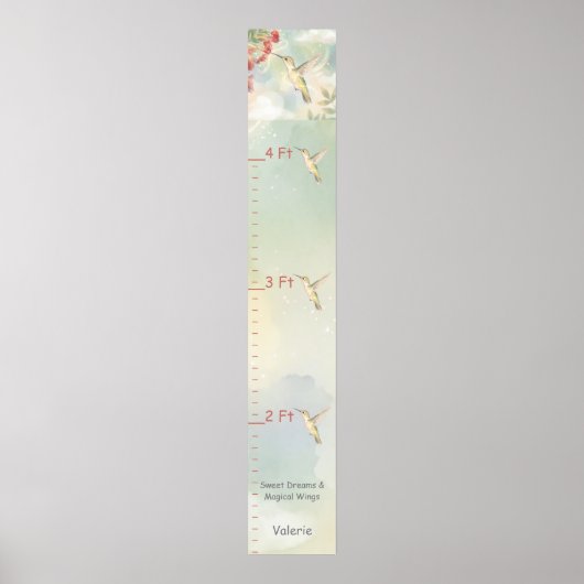 Personalized Child's Growth Chart Whimsical Wings ポスター (正面)