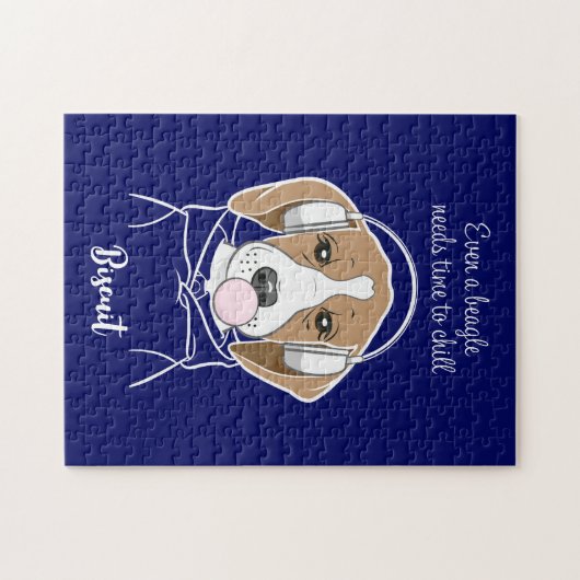 Personalized Chilling Dog Funny Beagle ジグソーパズル (横)