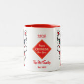 Personalized Chinese Lion Dance New Year ツートーンマグカップ (中央)