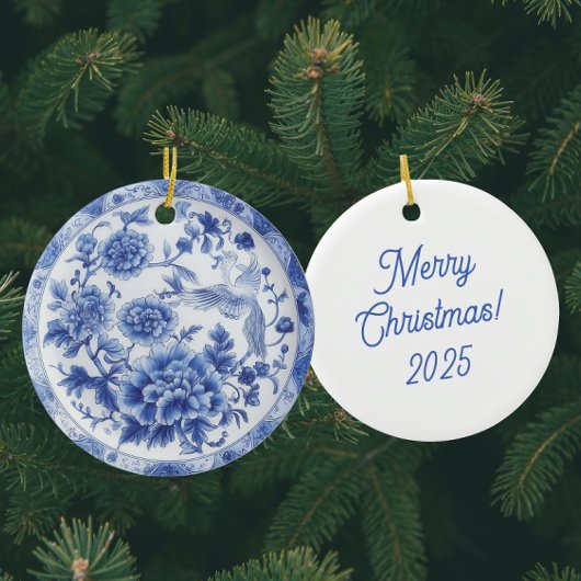Personalized Chinoiserie Blue White Plates  セラミックオーナメント