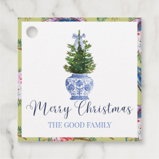 Personalized Chinoiserie Tree Christmas Gift Tags フェイバータグ