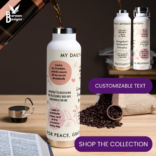 Personalized Christian Daily Affirmations Quotes ウォーターボトル