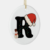 Personalized Christmas Alphabet R セラミックオーナメント (右)