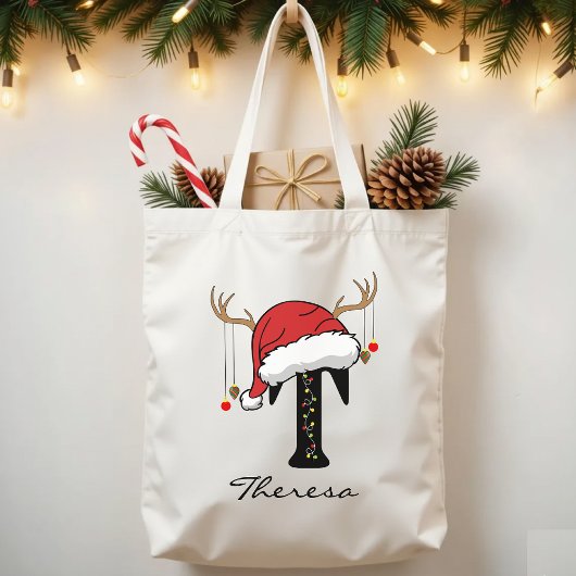 Personalized Christmas Alphabet Tote Bag for Mom トートバッグ