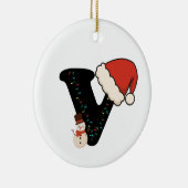 Personalized Christmas Alphabet V セラミックオーナメント (右)