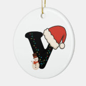 Personalized Christmas Alphabet V セラミックオーナメント (左)