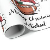 Personalized Christmas American Football Santa ラッピングペーパー (ロールコーナー)