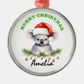 Personalized Christmas Aussie Animals Koala メタルオーナメント (正面)