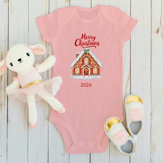 Personalized Christmas Baby Bodysuit - Name & 2026 ベビーボディスーツ