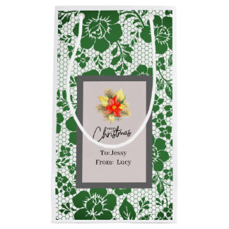 Personalized Christmas Bag Gray Serif Font   スモールペーパーバッグ