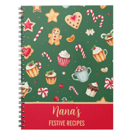 Personalized Christmas Baking Pattern ノートブック (正面)