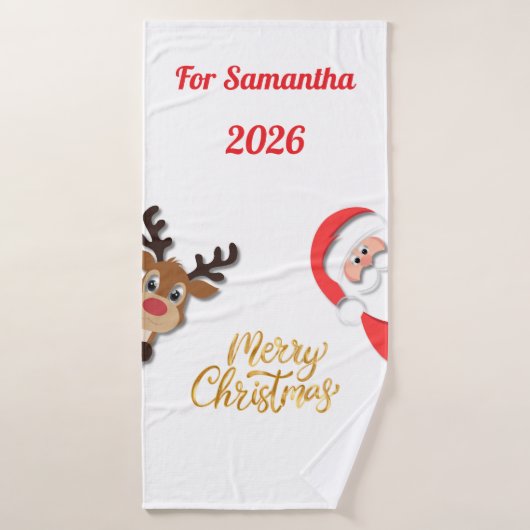 Personalized Christmas Bath Towel - Santa Design  バスタオル (バスタオル)