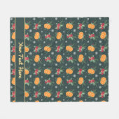 Personalized Christmas Blanket With Oranges  フリースブランケット (正面(横))