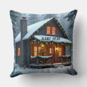 Personalized Christmas Cabin 2 クッション (裏面)