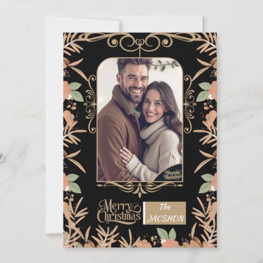 Personalized Christmas Card - Watercolor Floral 招待状 (正面)