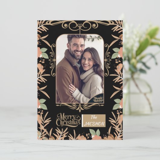 Personalized Christmas Card - Watercolor Floral  招待状 (スタンド正面)