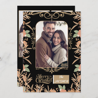 Personalized Christmas Card - Watercolor Floral  招待状