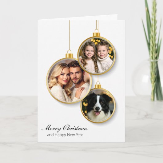 Personalized Christmas Card with Hanging Ornaments シーズンカード (正面)