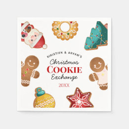Personalized Christmas Cookie Exchange Gingerbread スタンダードカクテルナプキン