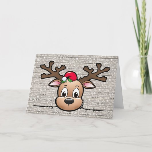 Personalized Christmas Deer Holiday Card カード (正面)
