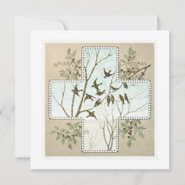 Personalized Christmas Depicting Birds Vintage シーズンカード