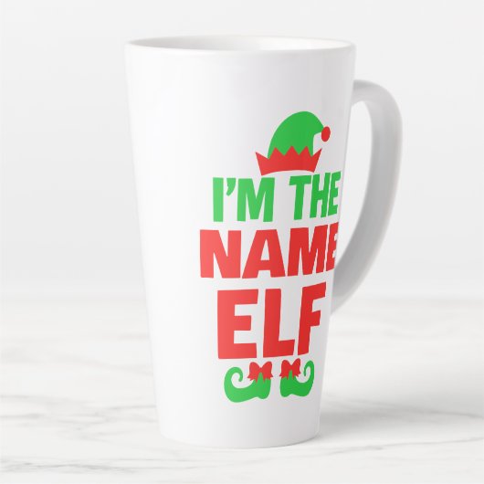 Personalized Christmas Elf カフェラテマグ (右アングル)