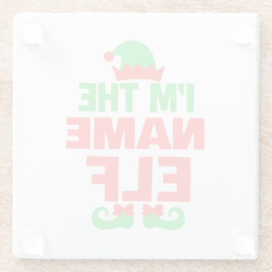 Personalized Christmas Elf ガラスコースター (裏面)