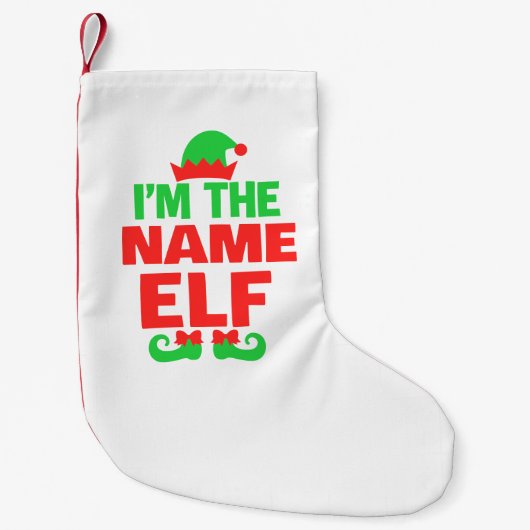 Personalized Christmas Elf スモールクリスマスストッキング (正面)