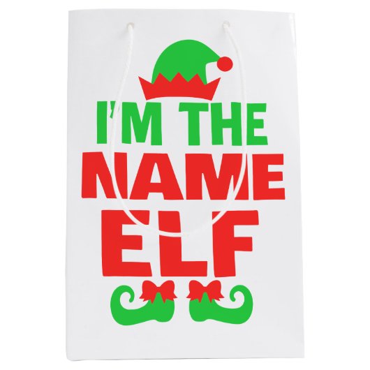 Personalized Christmas Elf ミディアムペーパーバッグ (正面)